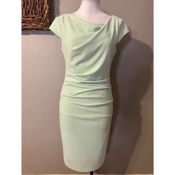 WHBM Dress 6 Light Mint Green Sheath Cap Sleeve Washable Career Church - Picture 4 of 12